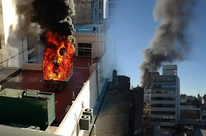 Feroz incendio en pleno centro: una columna de humo negro sorprendió a los rosarinos