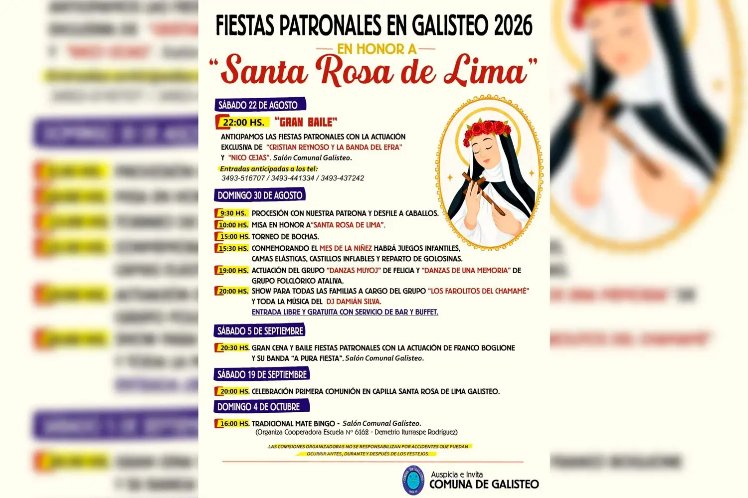 Galisteo prepara sus Fiestas Patronales 2026 con baile, celebraciones religiosas y propuestas para toda la familia