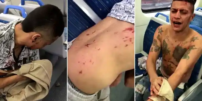 El video del pánico en el tren Roca: Así los barras de Racing atacaron con facas a hinchas de Deportivo Cali