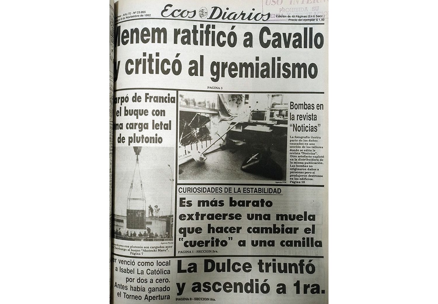 Domingo 8 de noviembre de 1992