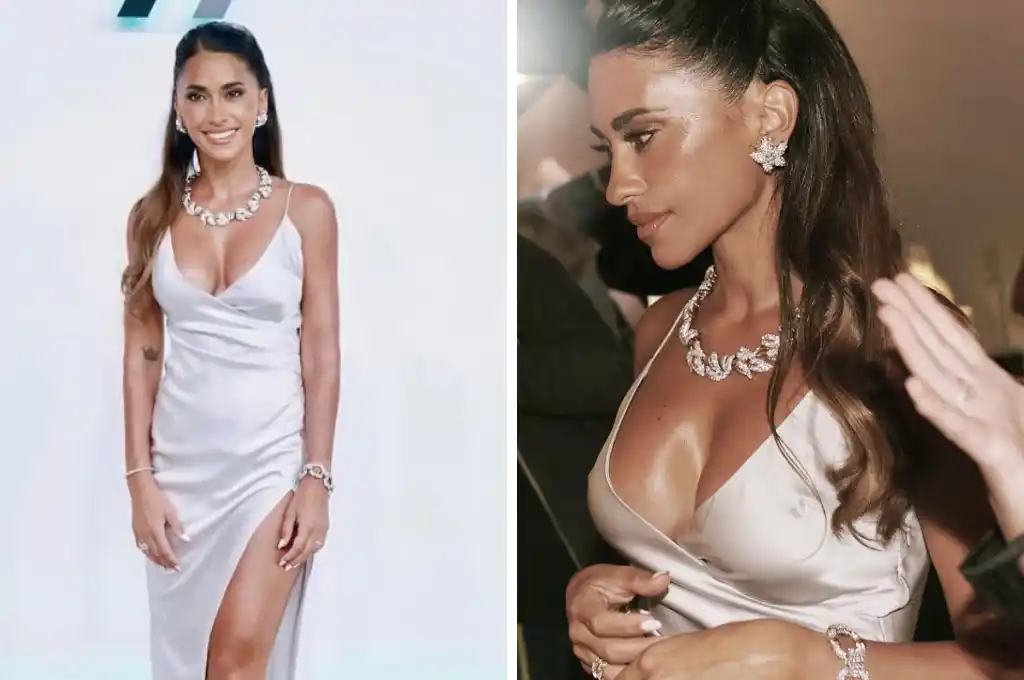 Antonela Roccuzzo deslumbró con tajo extremo y joyas de lujo