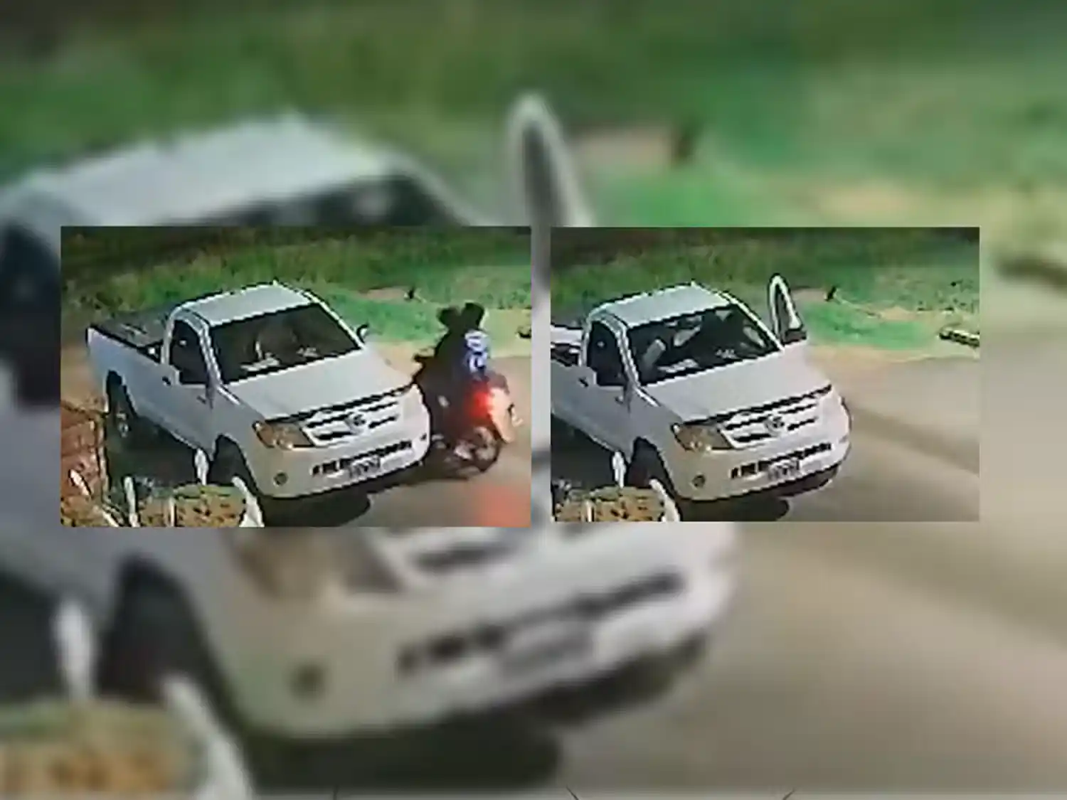 El momento en que los delincuentes roban la camioneta.