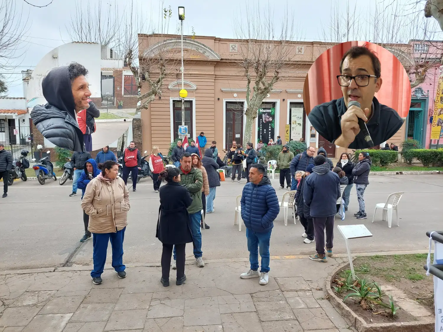 Hubo un altercado entre Martín Rivas y Juan Cruz Acosta en la protesta de los municipales