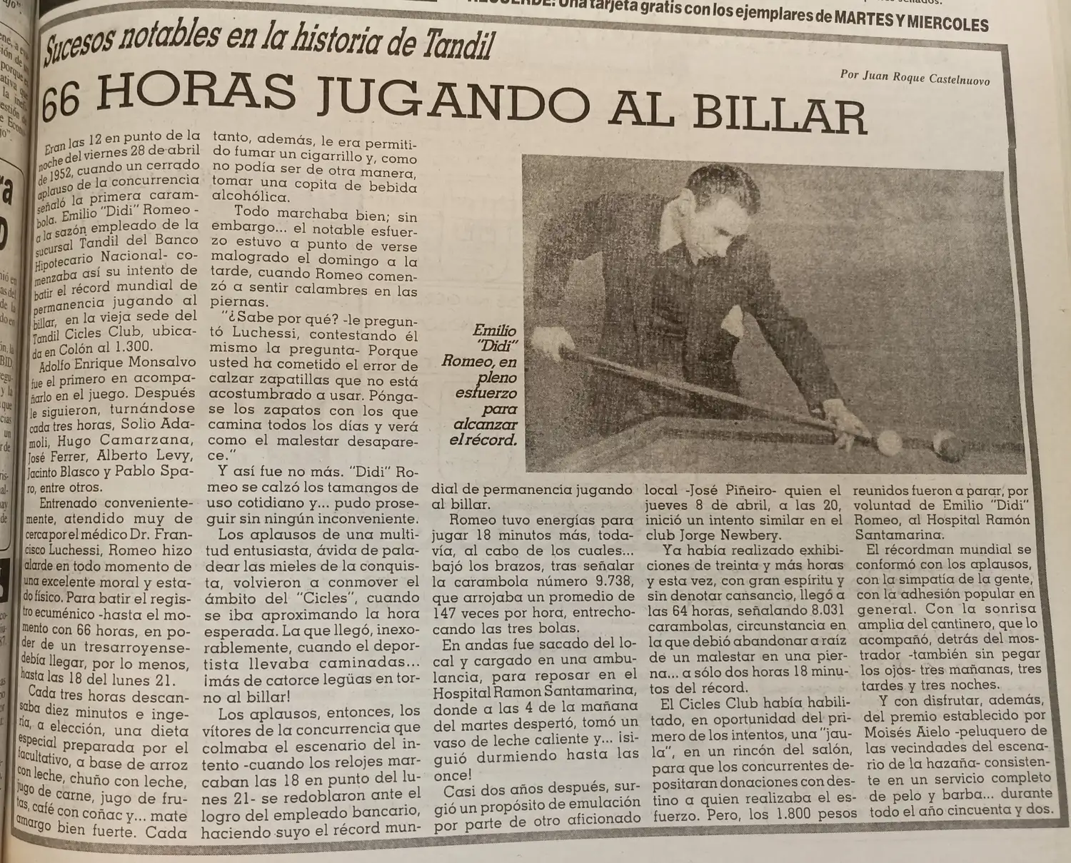 66 horas jugando al billar
