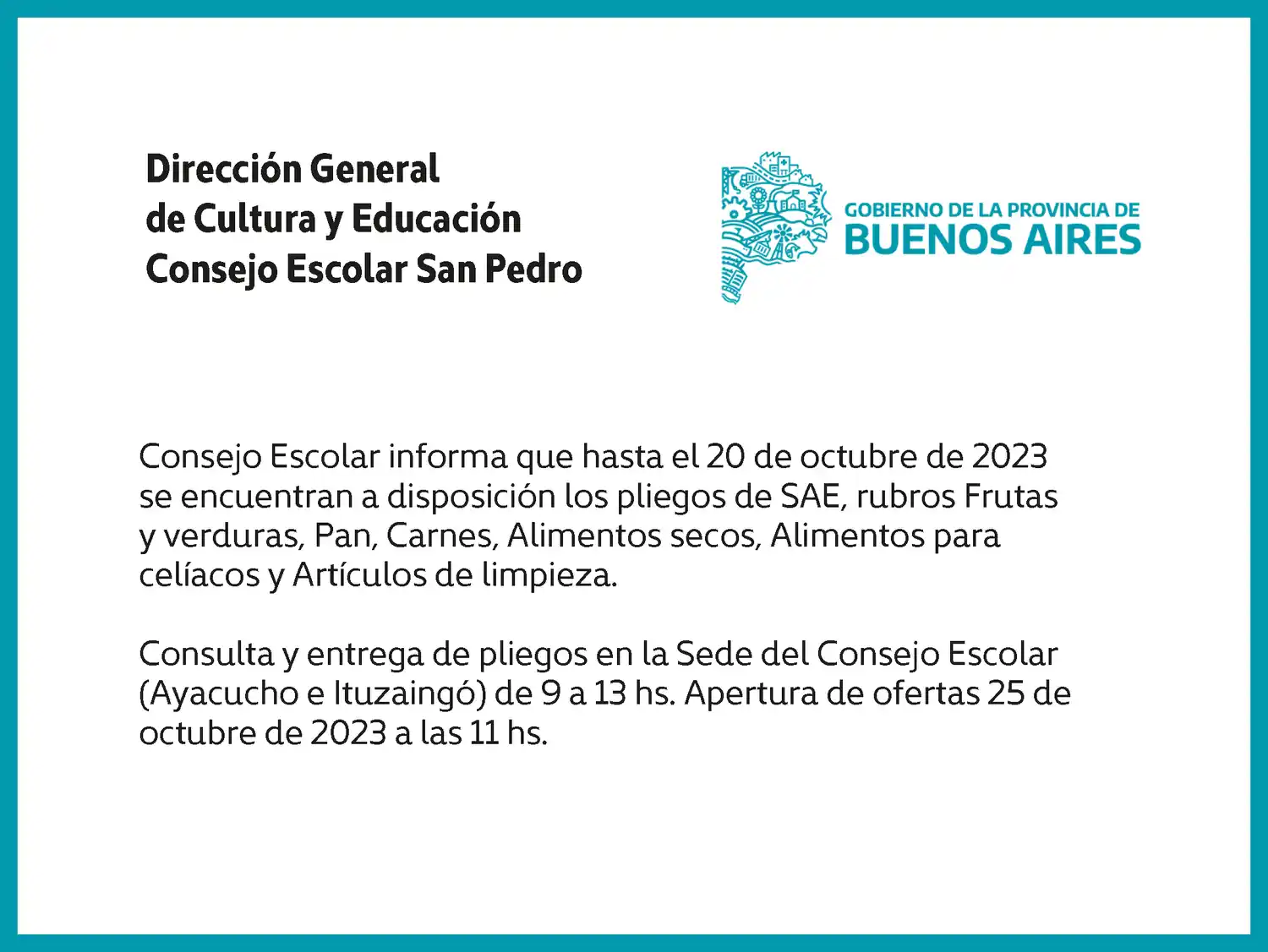 [Publicación Oficial] Consejo Escolar: Pliegos SAE disponibles