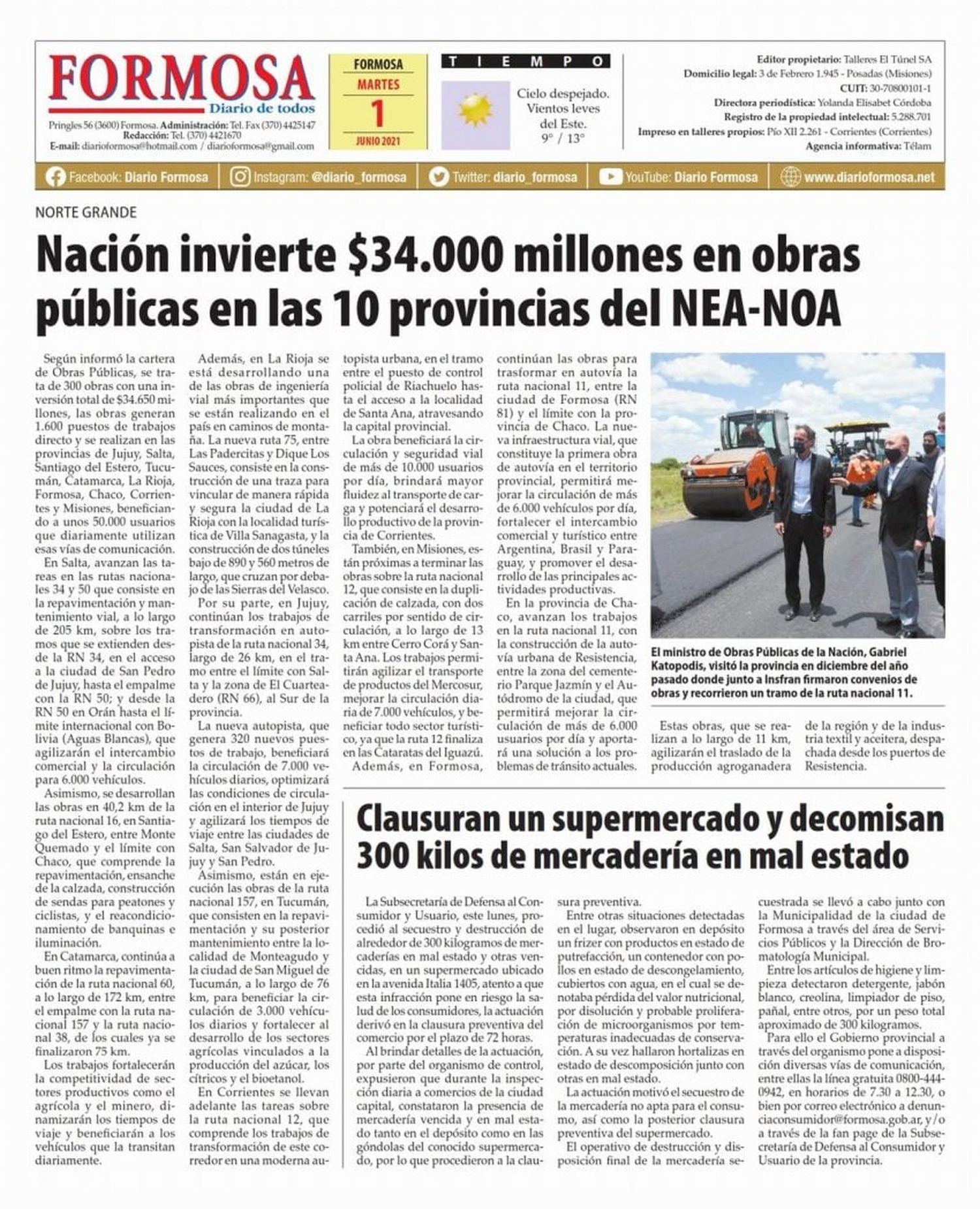 Tapa y Contratapa 1 de junio de 2021