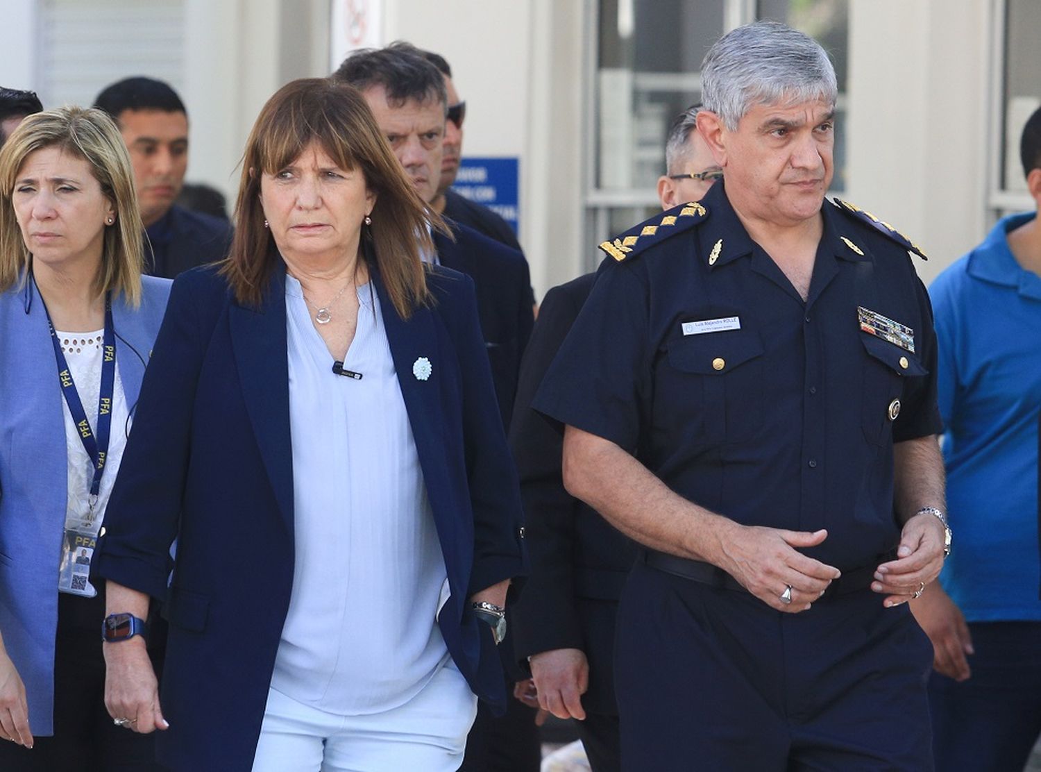 La ministra Patricia Bullrich, tras conocerse la triste noticia.