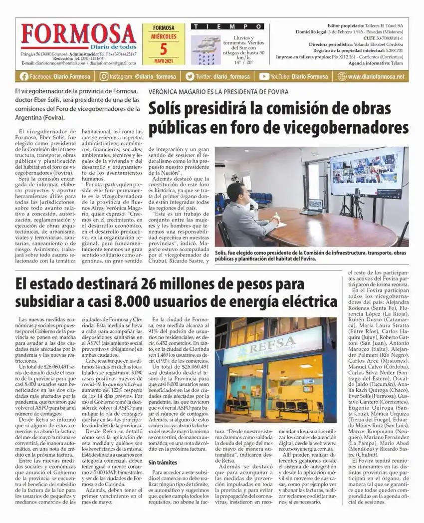 Tapa y Contratapa 5 de mayo de 2021