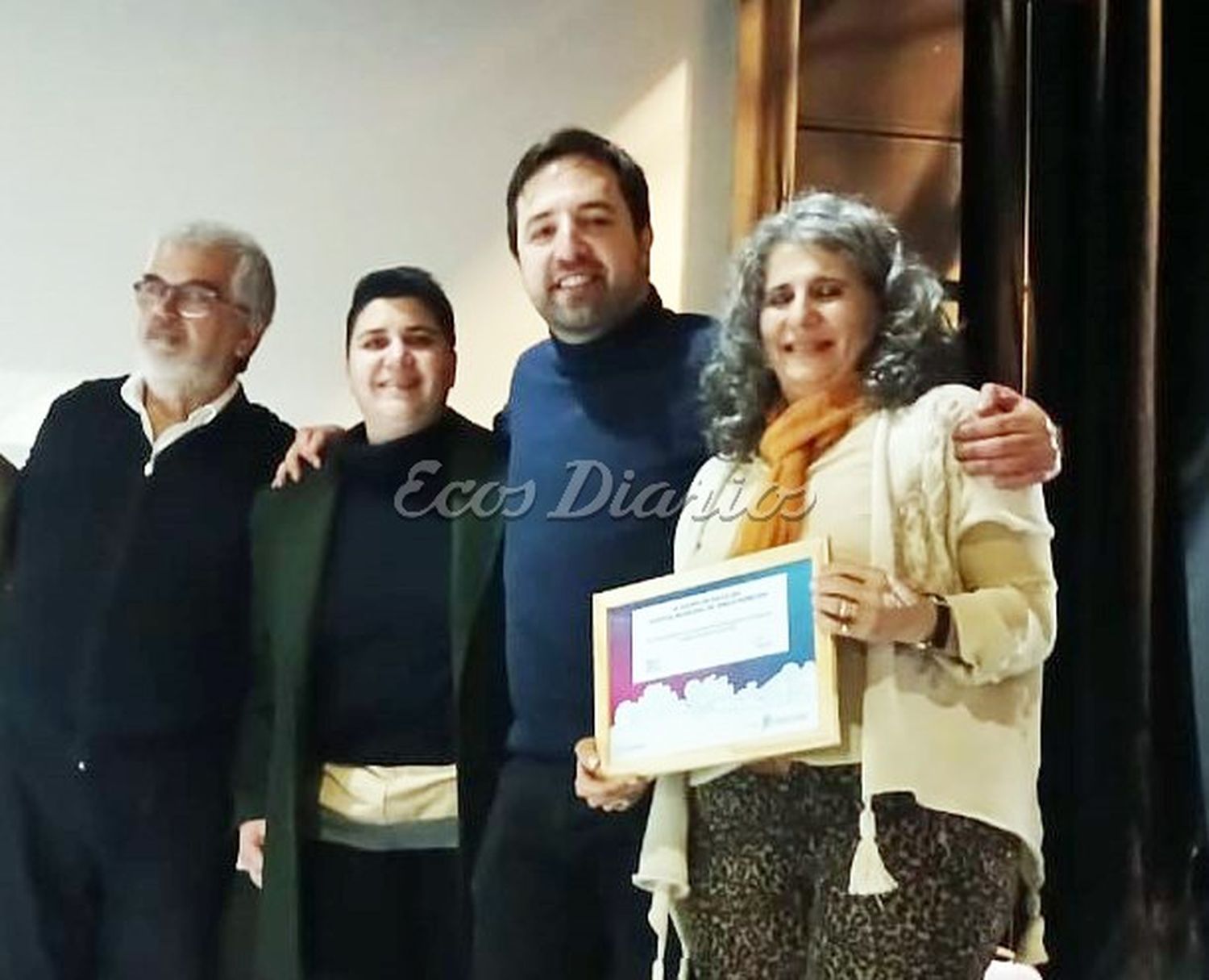 Distinción. Menéndez y Angulo junto a Kreplak, Sorati y Leone