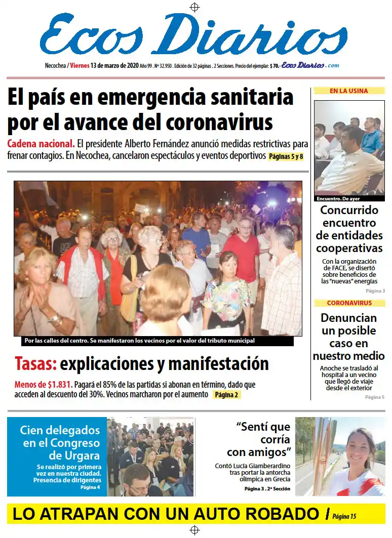 Tapa del 13 de marzo de 2020