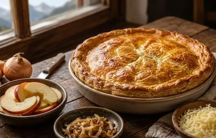 Especialistas culinarios señalan que la acidez y dulzor de la manzana equilibran la intensidad del queso y la cebolla.