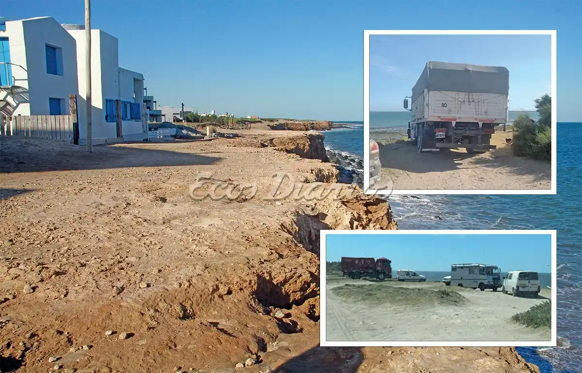 El mar ha erosionado el sector cercano a las viviendas, pero los conductores hacen caso omiso