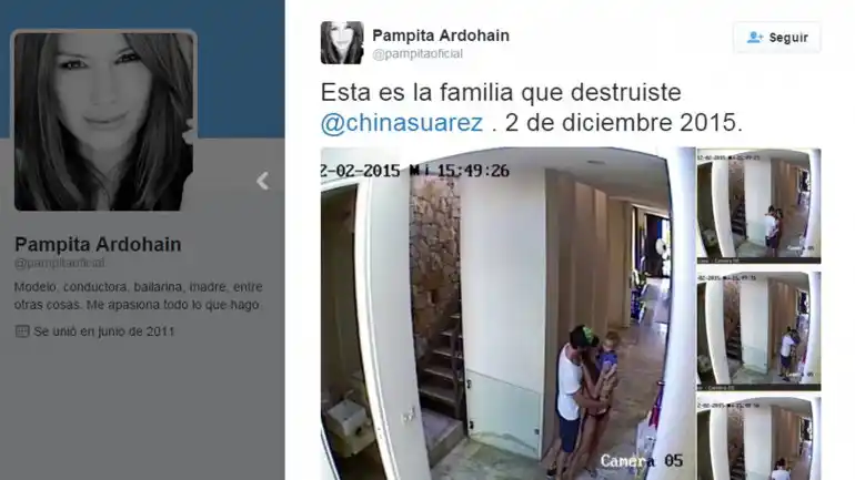 Pampita acusó a la China Suárez de destruir a su familia