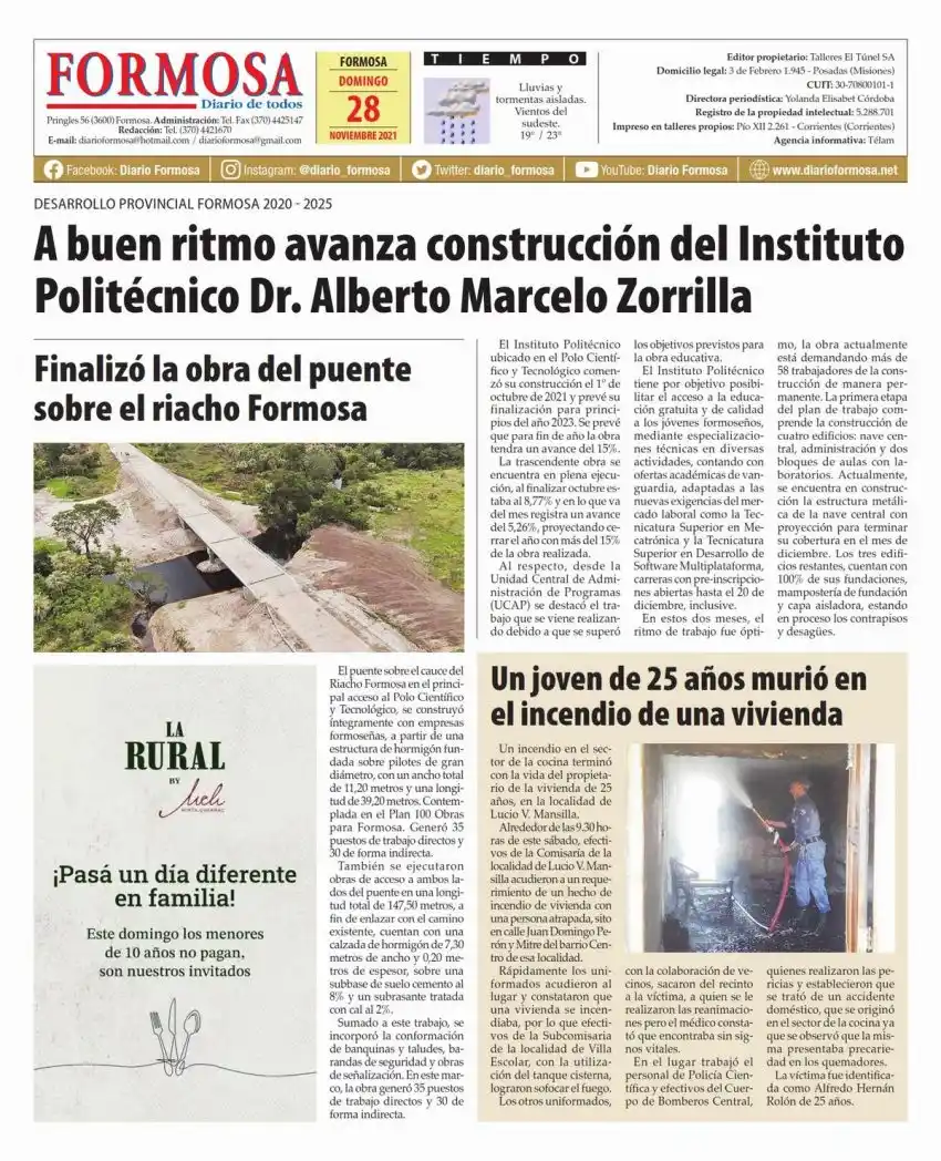 Tapa y Contratapa 28 de noviembre de 2021