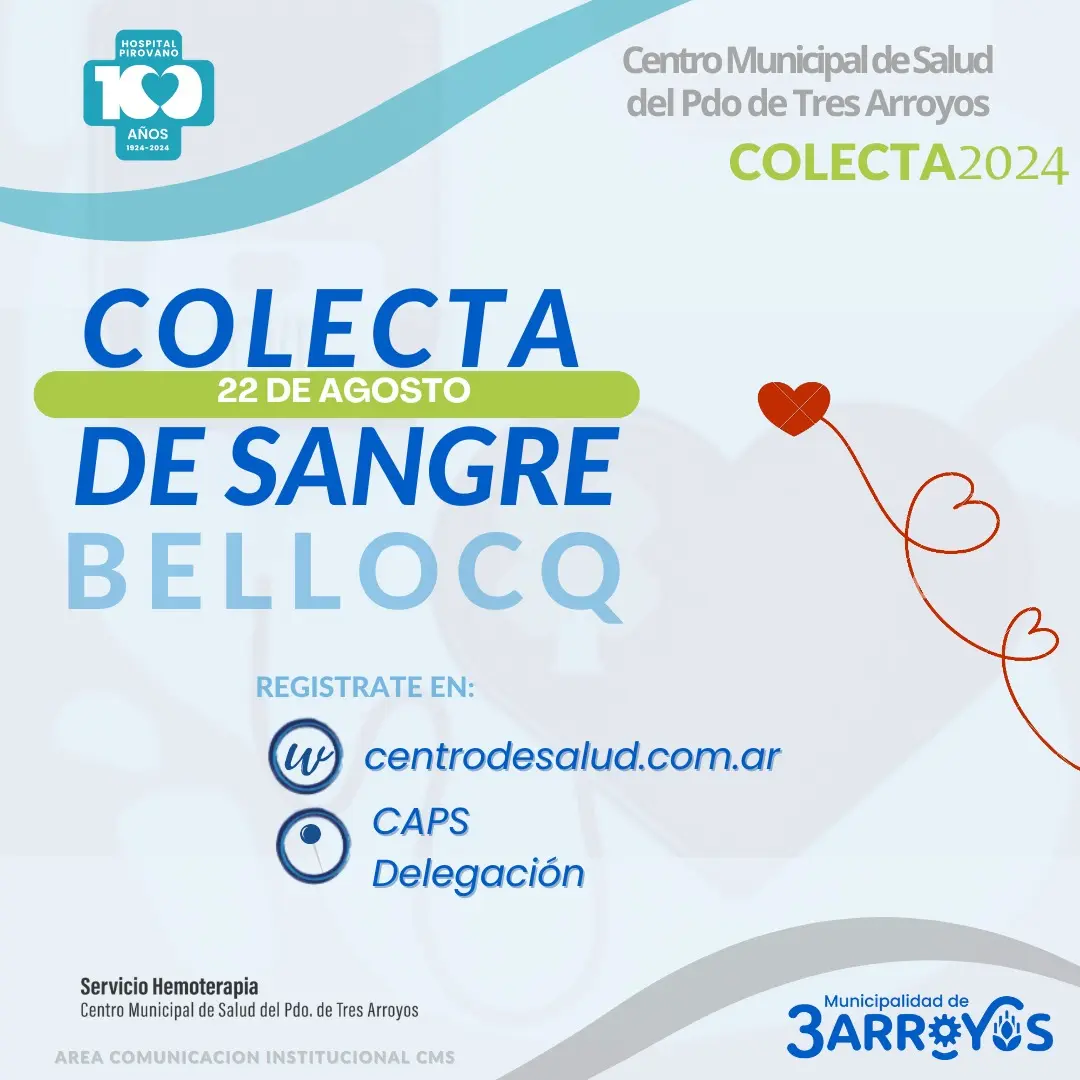 Nueva colecta de sangre el 22 de Agosto en San Francisco de Bellocq