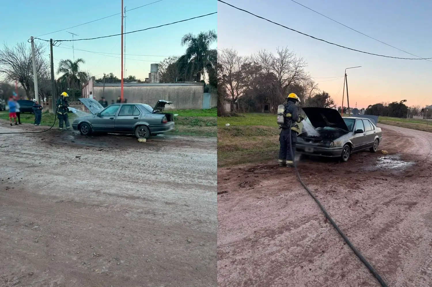 Importante susto: un vehículo ardió en llamas en la región y el fuego fue controlado por los vecinos - 1