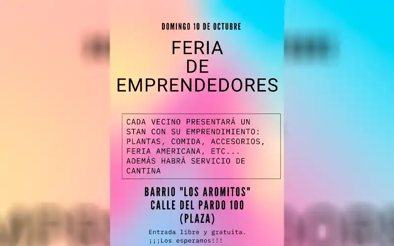 Feria de emprendedores del barrio Los Aromitos este domingo en la plaza