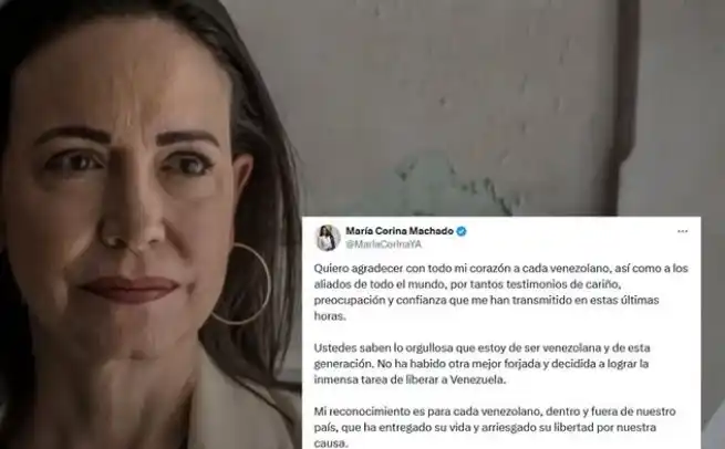 María Corina Machado agradeció a LOS VENEZOLANOS Y A LOS ALIADOS MUNDIALES (+Detalles)