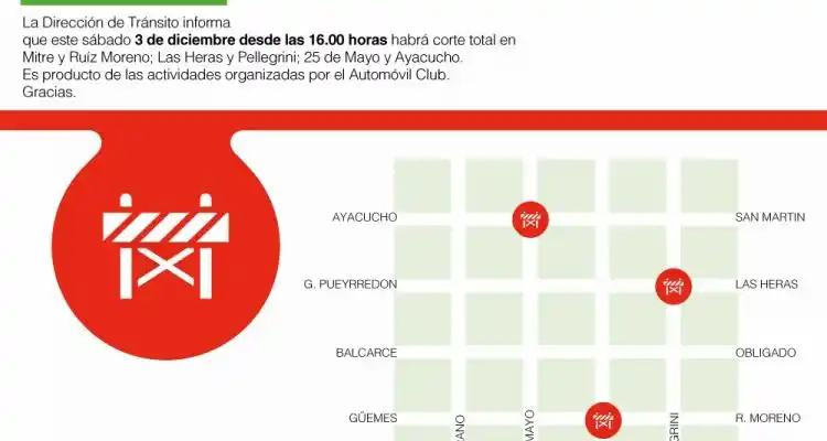 Corte de calles céntricas para exhibición de autos de carrera