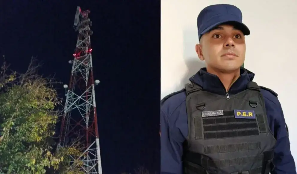 Dramático rescate en Urdinarrain: un policía escaló una torre de 100 metros para salvar a un joven