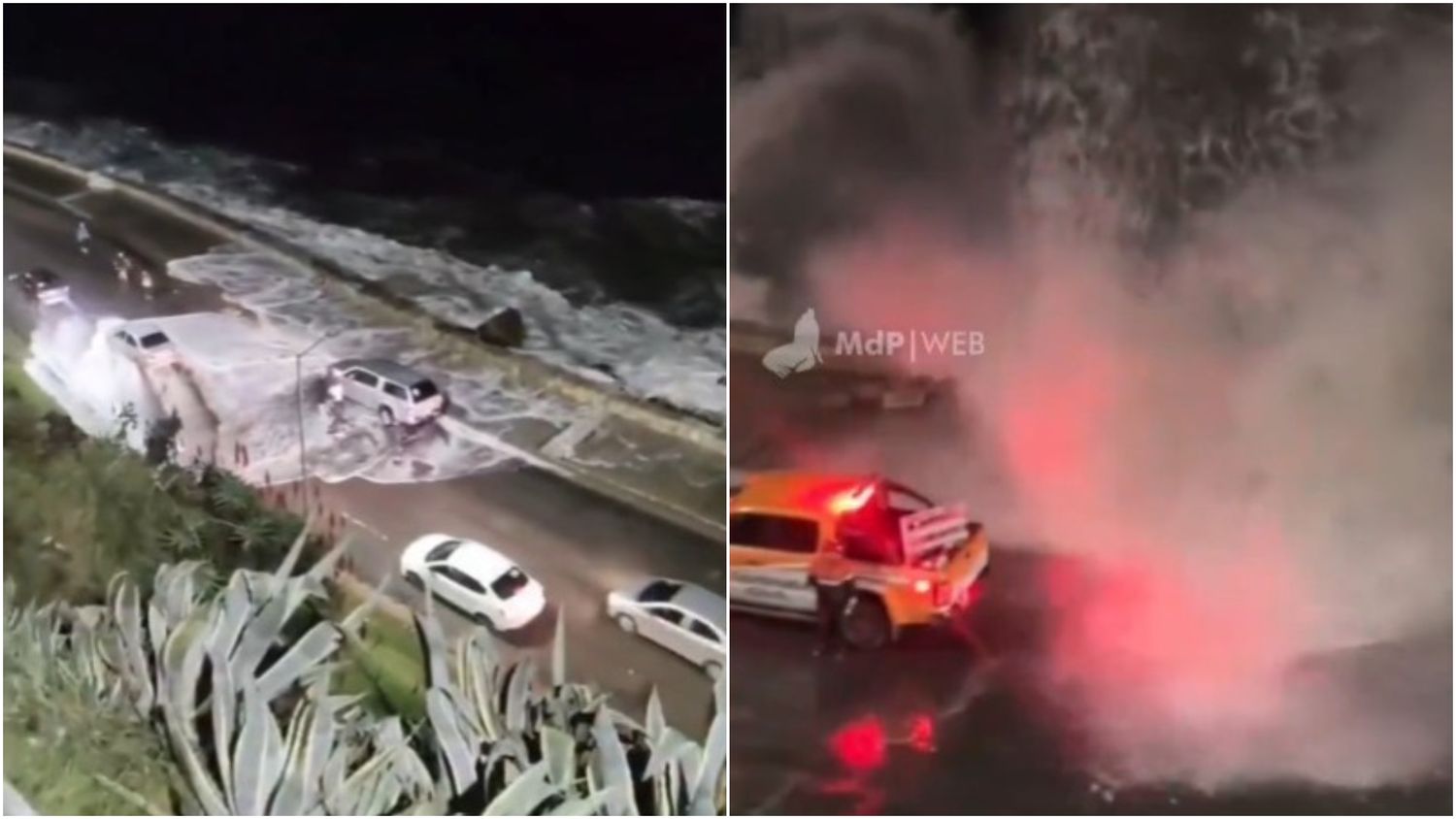 Una sudestada con olas de más de dos metros golpeó con fuerza la costa de Mar del Plata: el agua llegó hasta la calle