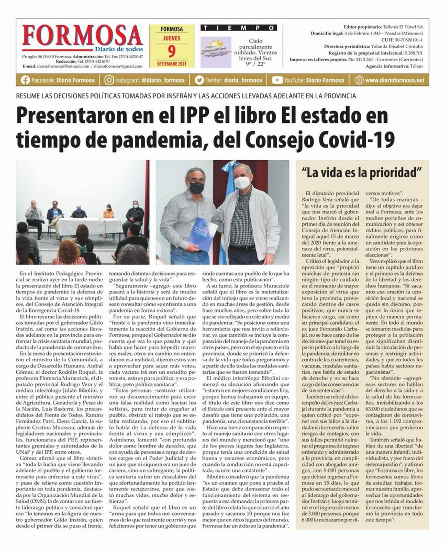 Tapa y Contratapa 9 de septiembre de 2021