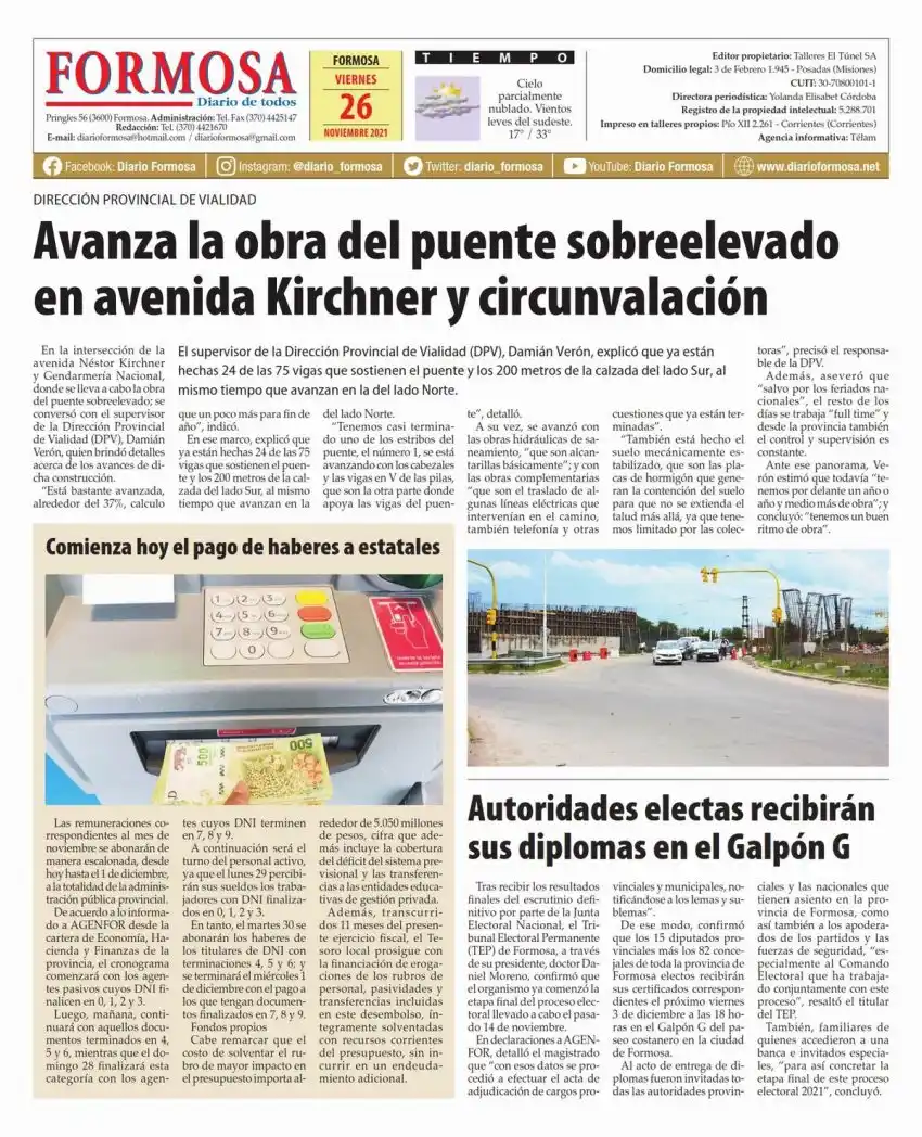 Tapa y Contratapa 26 de noviembre de 2021