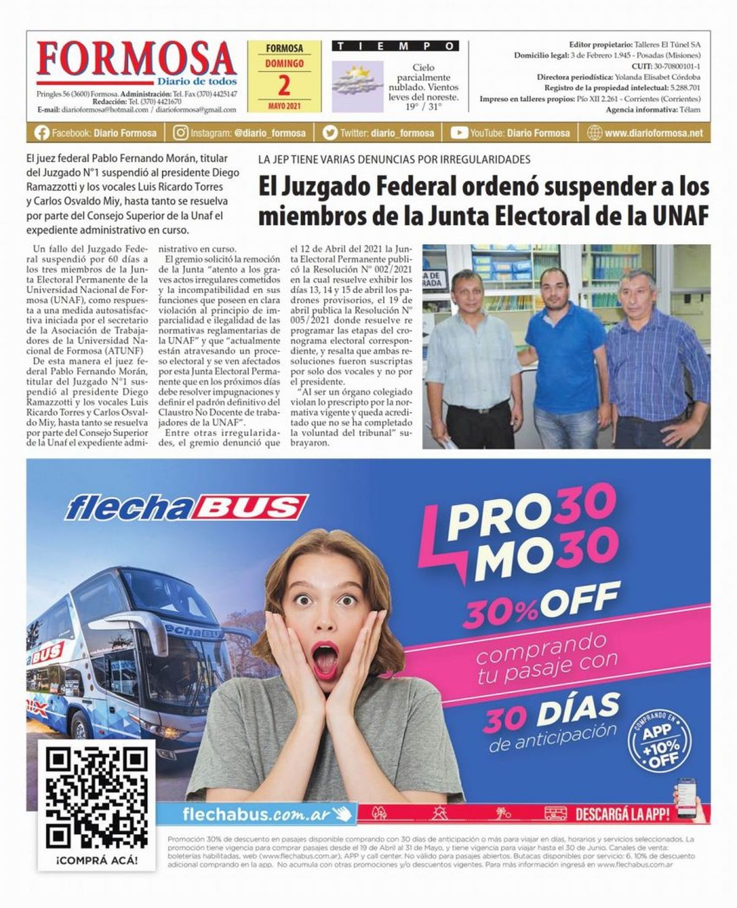 Tapa y Contratapa 2 de mayo de 2021