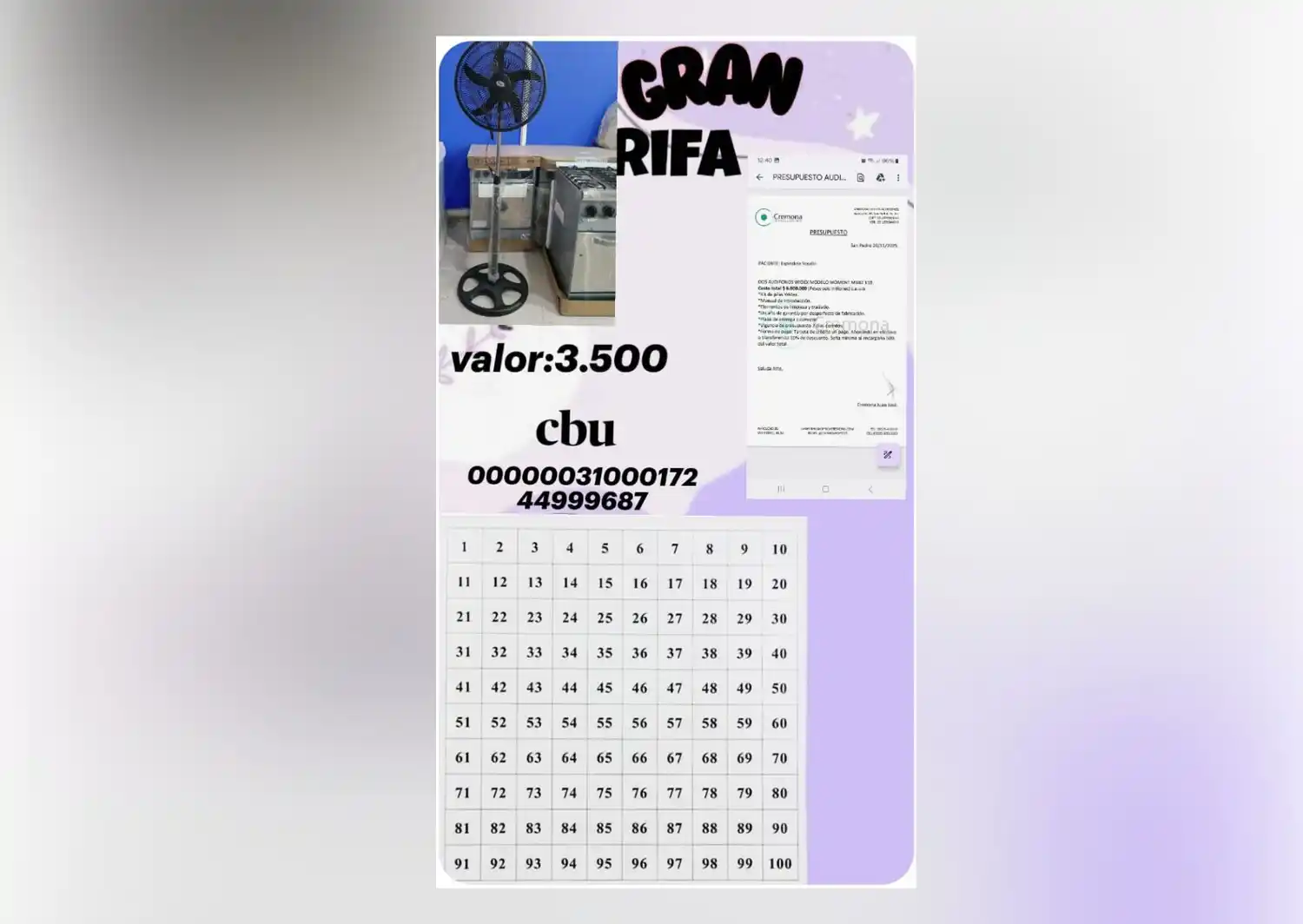 rifa solidaria para Yoselin Espíndola