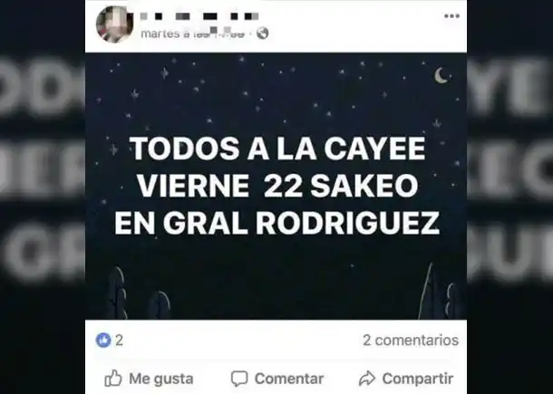 Detuvieron a una mujer que instaba a realizar saqueos en General Rodríguez