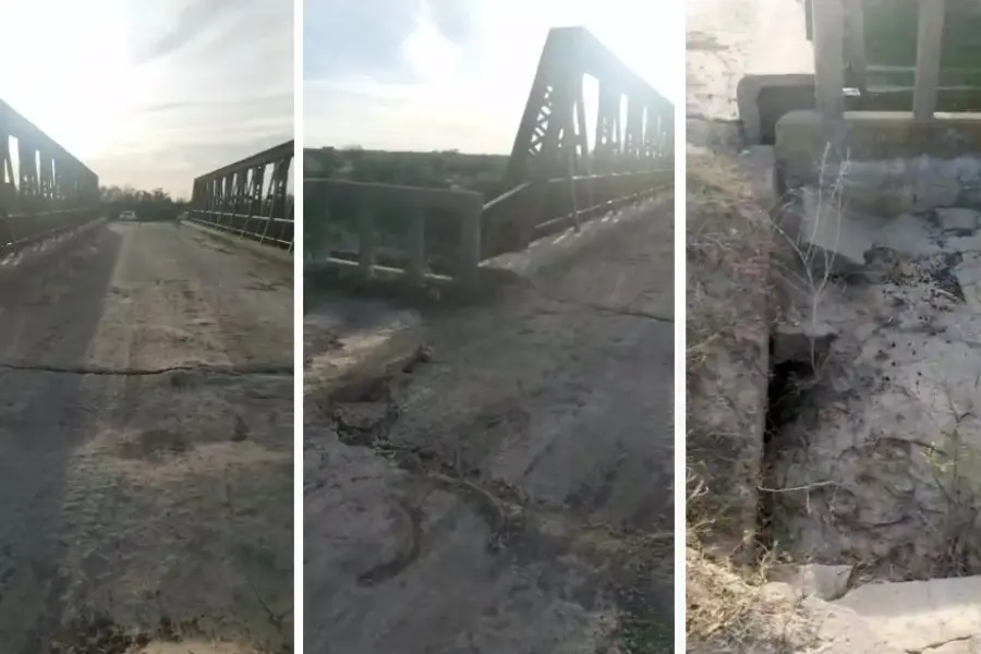 Al límite del derrumbre: se hundió uno de los accesos al puente de hierro entre Esperanza y Cululú