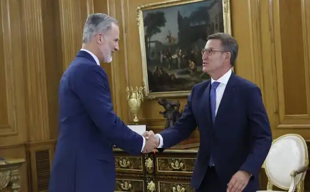 Felipe VI, al recibir al titular del Partido Popular (PP), Alberto Núñez Feijóo.