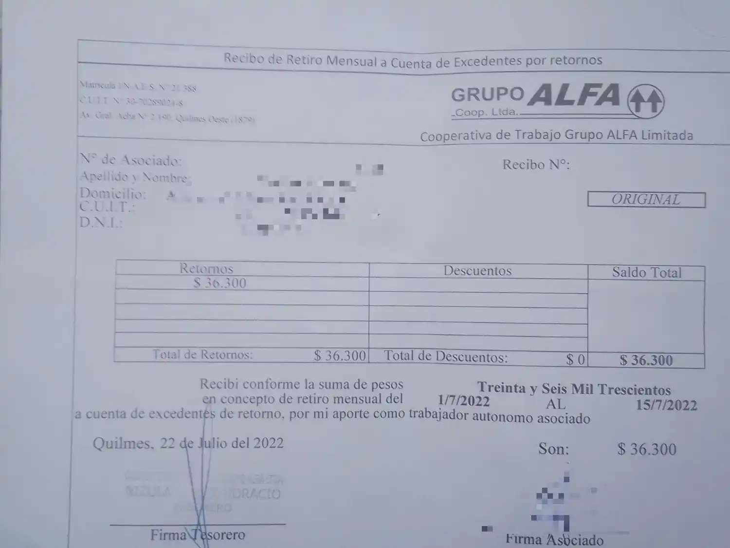 Cooperativa Alfa rechazó los reclamos del trabajador despedido y lo “suspendió” como socio
