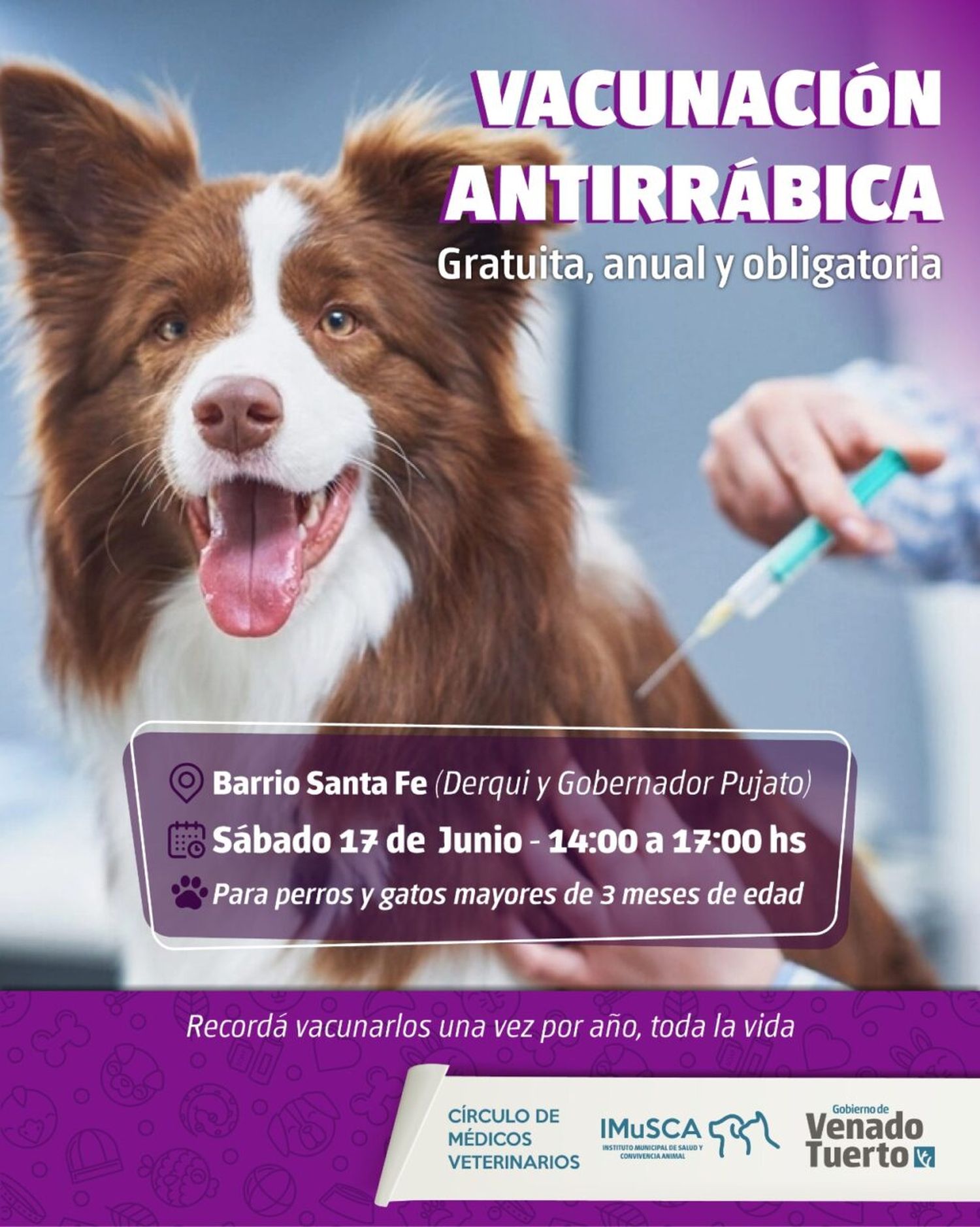 Nueva jornada de vacunación antirrábica en barrio Santa Fe