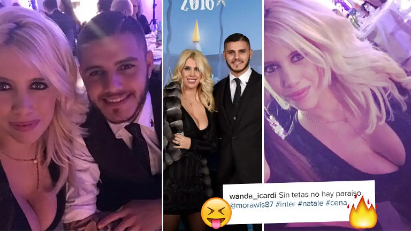 Wanda sexy en la cena navideña del Inter… ¡y pícaro comentario sobre su escote!