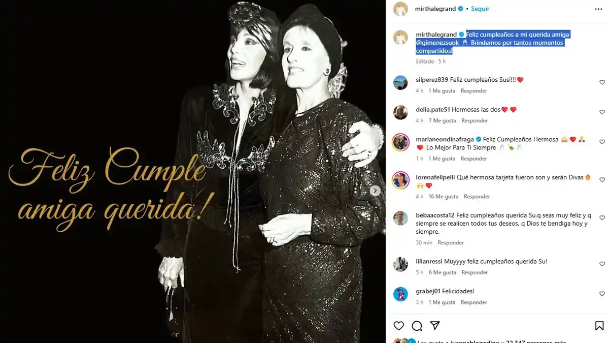 saludo de Mirtha Legrand a susana gimenez - 1