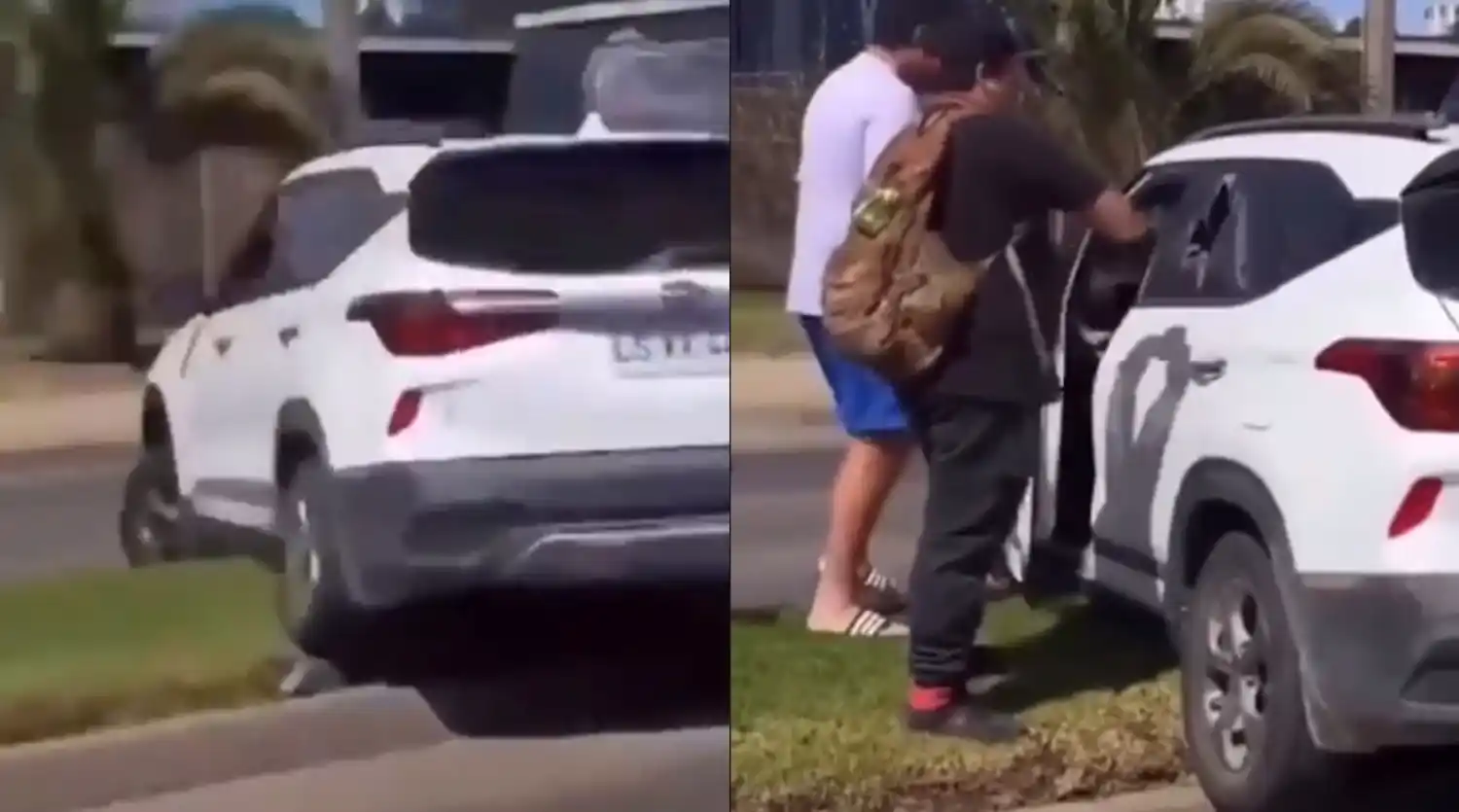 Un testigo grabó el momento en el que el argentino corría tras el auto del malechor.