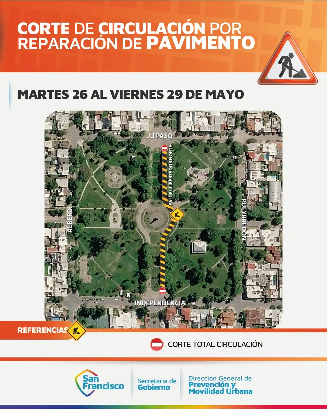 corte de calles por tareas de bacheo