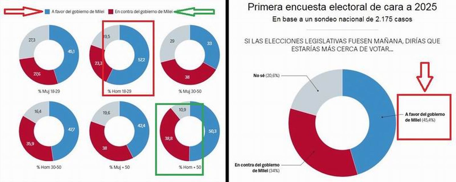 ¿Qué votaría la gente en 2025? ¿A favor o en contra de Milei?