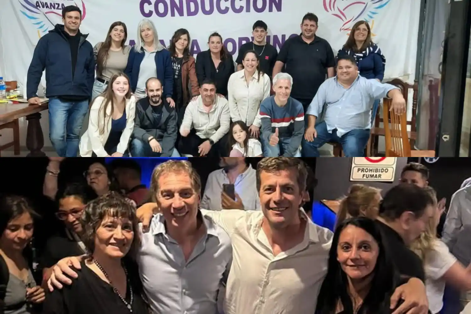 Las fotos que utilizaron Analía Corvino y Ariel Rey para festejar el triunfo electoral.