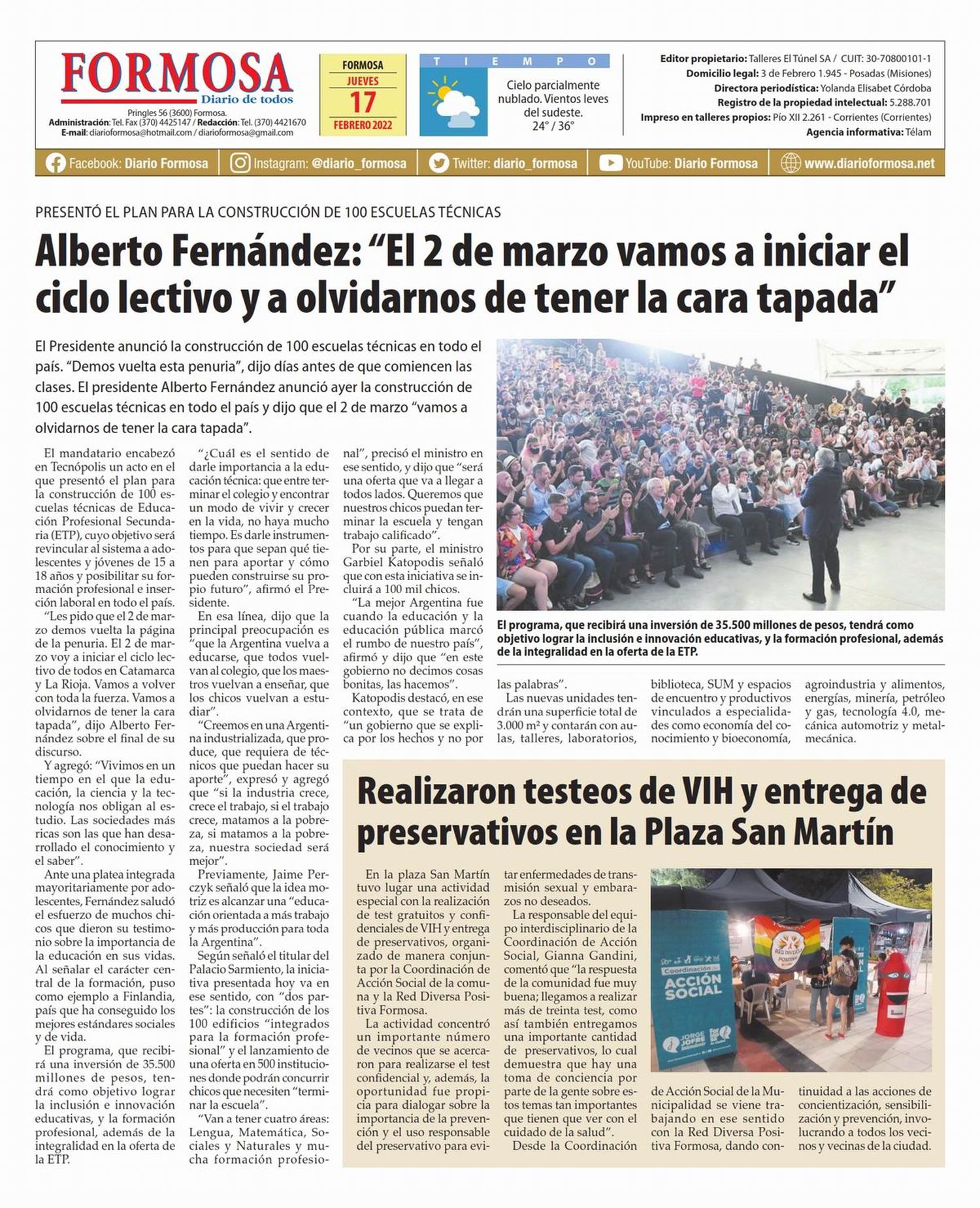 Tapa y Contratapa 17 de febrero de 2022