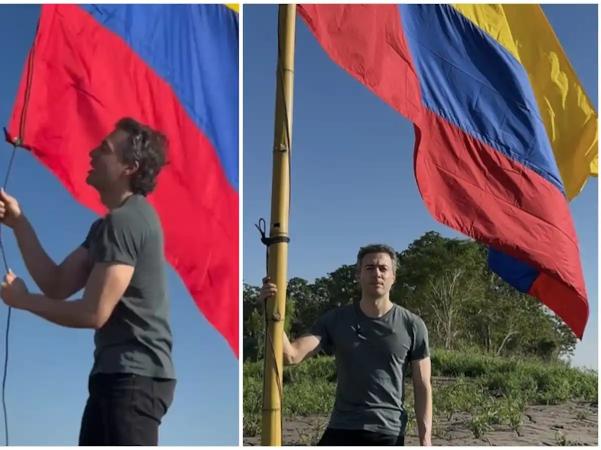 Exalcalde de Medellín, Daniel Quintero, planta la bandera colombiana en la isla Chinería.