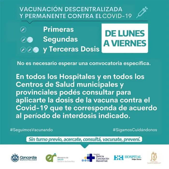 Vacunación permanente  contra el COVID en todos los  centros de salud y hospitales  de la ciudad