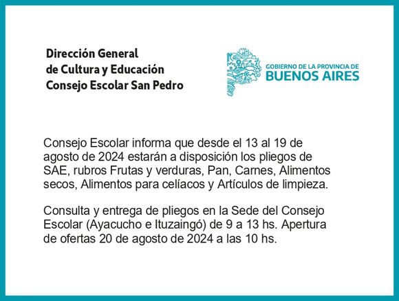 [Publicación Oficial] Consejo Escolar: Pliegos SAE disponibles