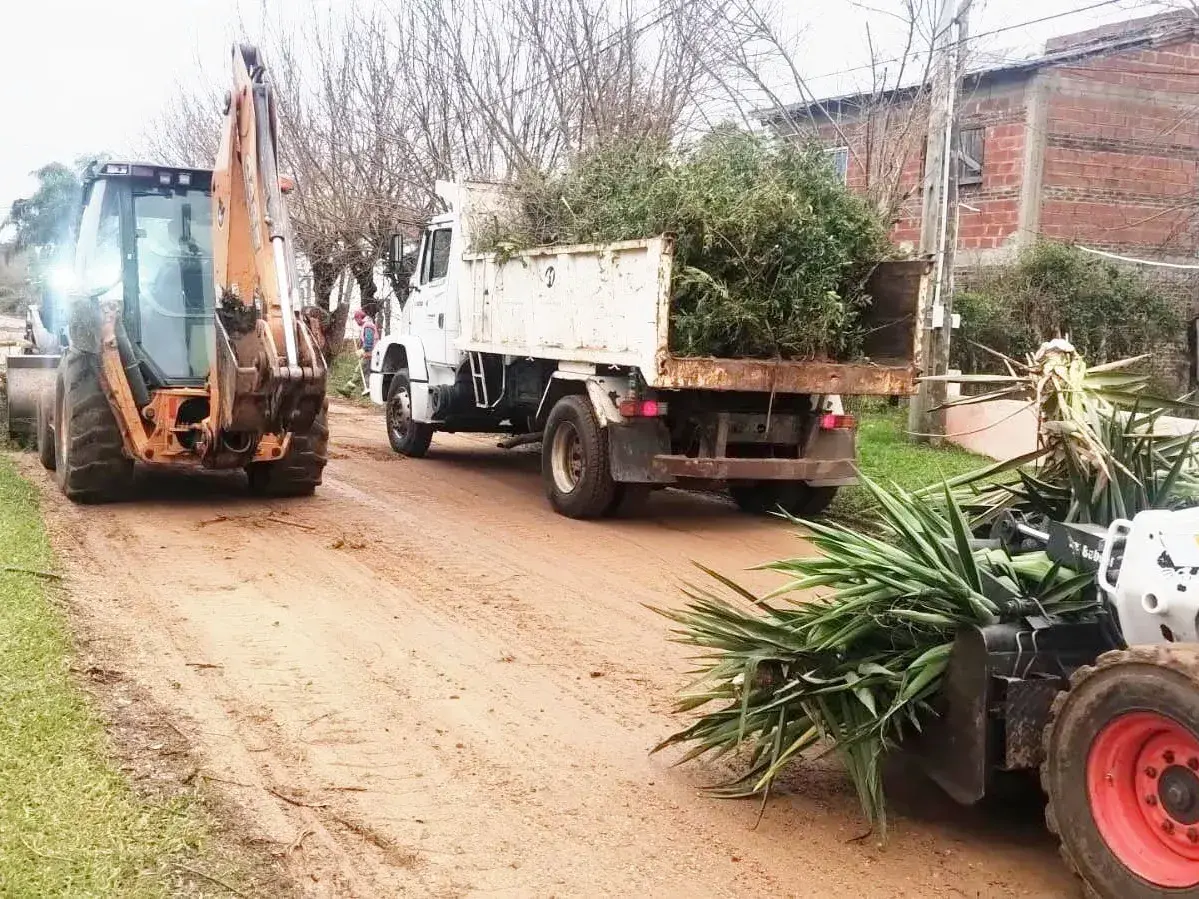 Tareas de despeje de la vía pública y asistencia a damnificados por el temporal