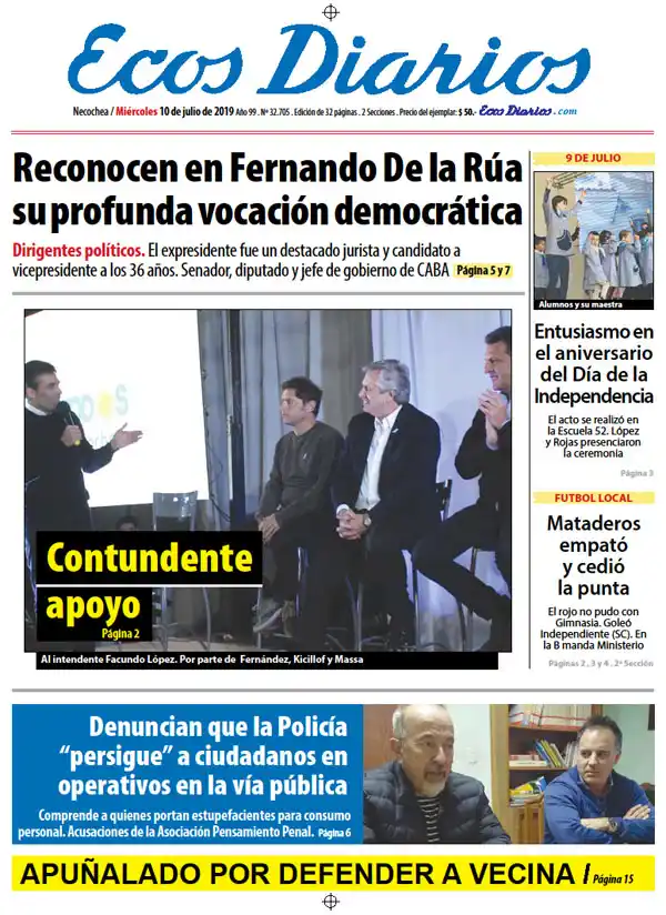 Tapa del 10 de julio de 2019