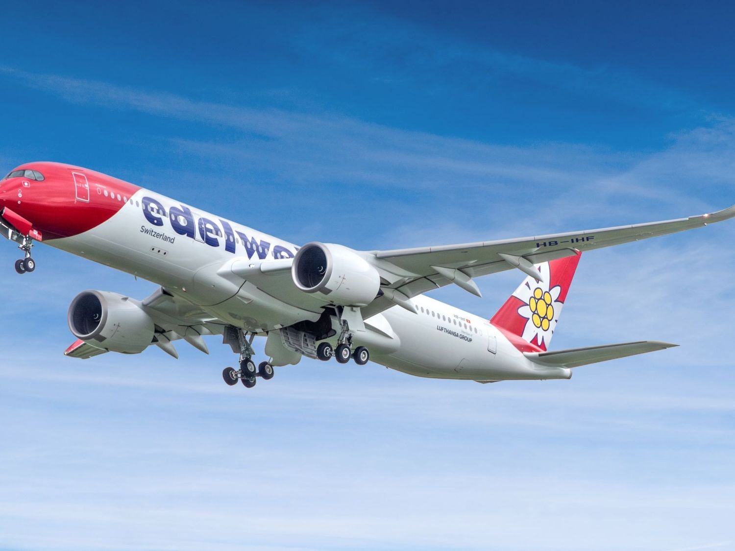 Airbus A350-900 de Edelweiss. El modelo cubrirá rutas de largo alcance desde Zúrich en 2026.