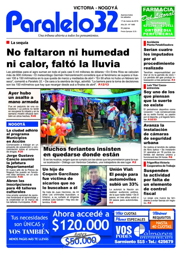 Tapa de la edición Victoria-Nogoyá de Paralelo 32