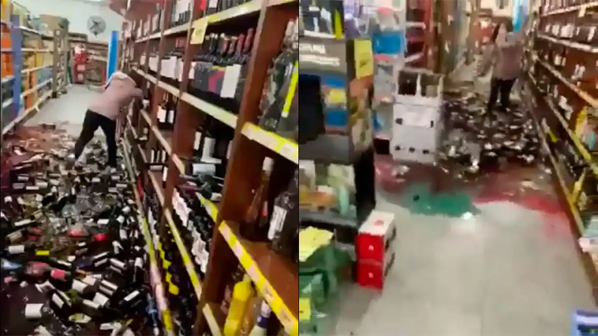 La despidieron de un supermercado y destrozó una góndola de vinos