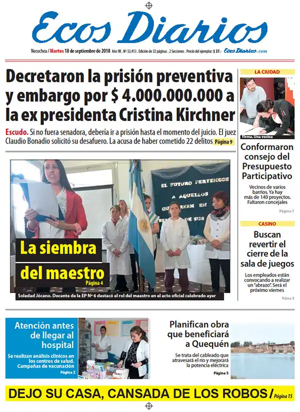 Tapa del 18 de septiembre de 2018